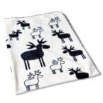 White fleece moose blanket