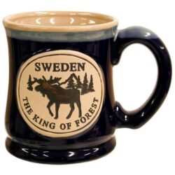 Big blue ceramic moose mug