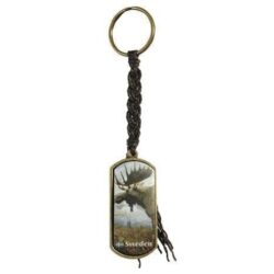 Key chain with leather and moose