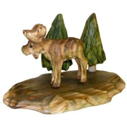 Wooden moose in landscape figure