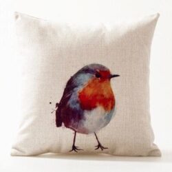 Abstract Robin Bird Cushion Cover