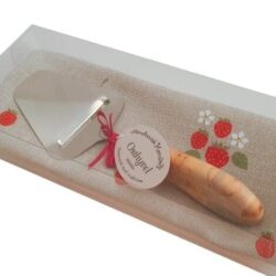 Strawberry kitchen towel with cheese slicer