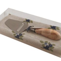 Blueberry kitchen towel with cheese slicer