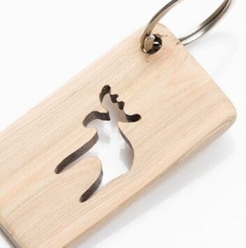 Wooden moose key chain