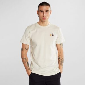 T-shirt Stockholm Camping Fire EMB Oat White