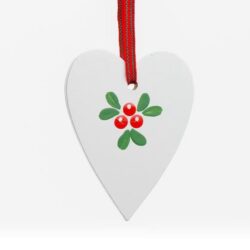 Hand painted White Christmas pendant lingon