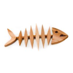 Fish bone trivet in wood