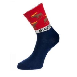 Women's Red Blue Moose Socks