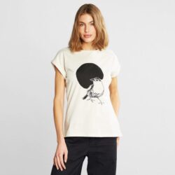 T-shirt Visby Stina Bird Circle Oat White