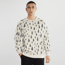 Sweatshirt Malmoe Pen Forest Oat White