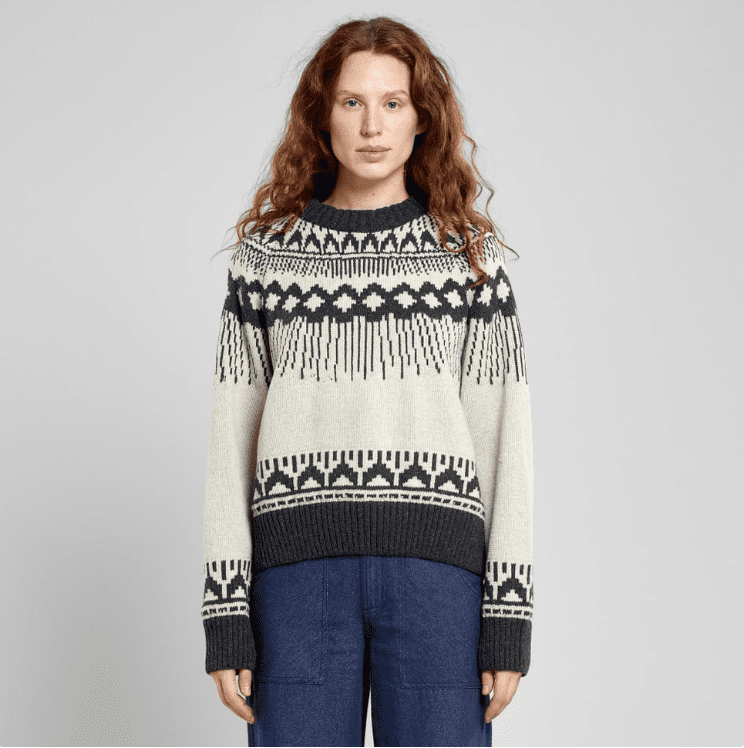 Sweater Senja Fair Isle Pearl White