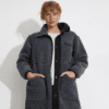 W Koster Long Wool Coat Grey/Black