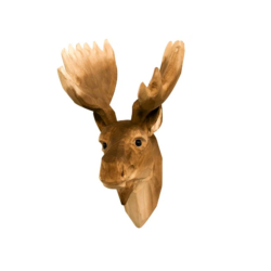 Wooden Moose Head Magnet