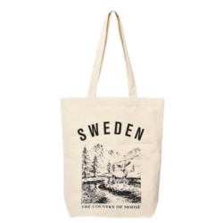 Beige Moose Landscape Sweden Tote Bag