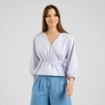 Wrap Top Rosenvik Poplin Thistle Purple